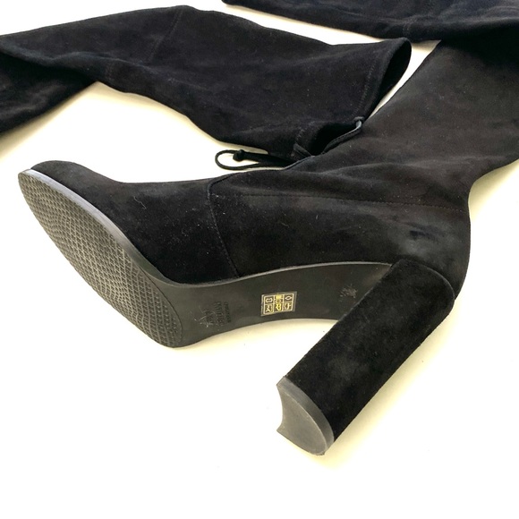Stuart Weitzman Women's Black Nappa Stretch Suede Leather Over-The-Knee Boots - Picture 11 of 16
